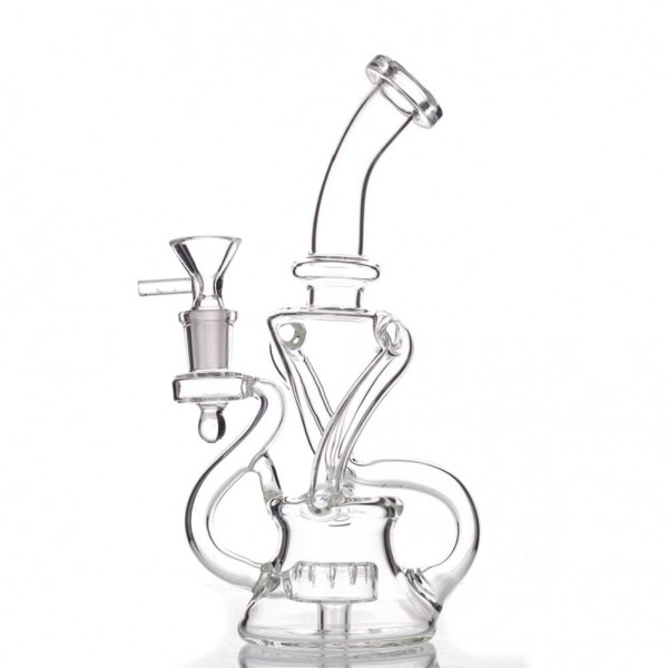 9" Glass Recycler w/ Slitted Disc Perc