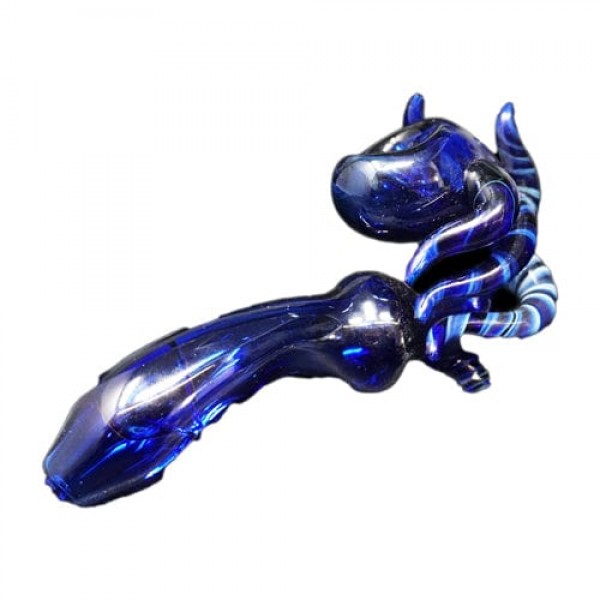 Blue Handmade Glass Hand Pipe w/ Tentacle Accents