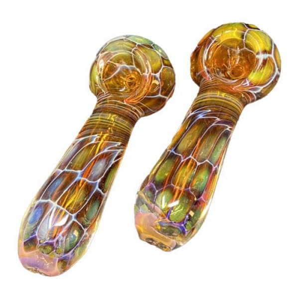 Fumed Handmade Glass Hand Pipe w/ Pattern