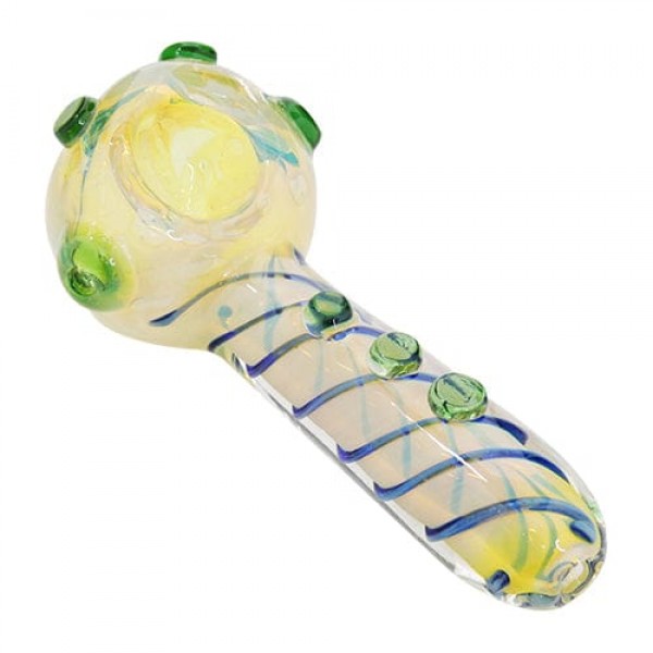 Fumed Glass Hand Pipe w/ Blue & Green Accents