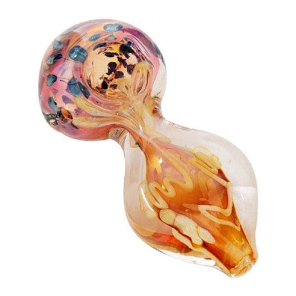 Orange & Purple Glass Spoon Hand Pipe w/ Dotted Accents