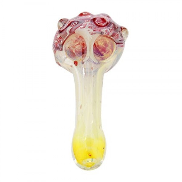 Glass Hand Pipe w/ Double Bowl & Fumed Accents