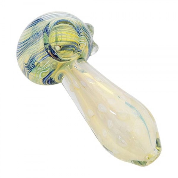 Silver Fumed Glass Spoon Pipe w/ Accents Swirls