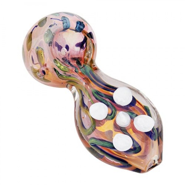 Pink Glass Spoon Pipe w/ Dot Accents