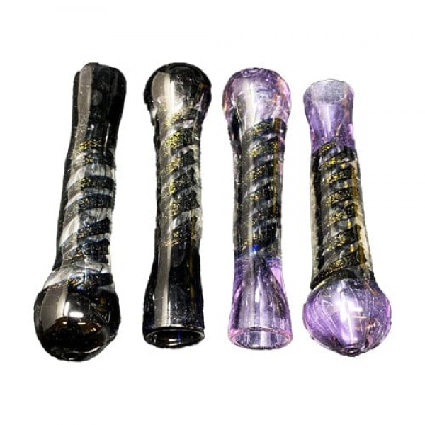 Black/Purple Handmade Glass Chillum w/ Dichro Accents