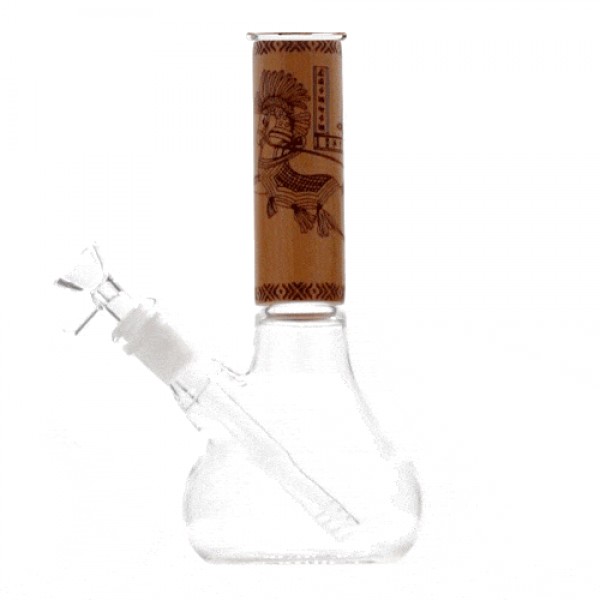 Mini Glass Beaker Bong w/ Wood Accent