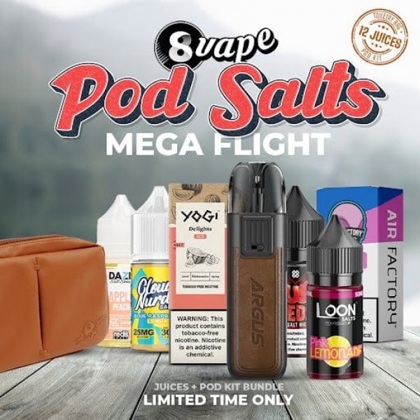 "Pod Salts MEGA Flight" Juice + Pod Kit Bundle (12x Bottles!)
